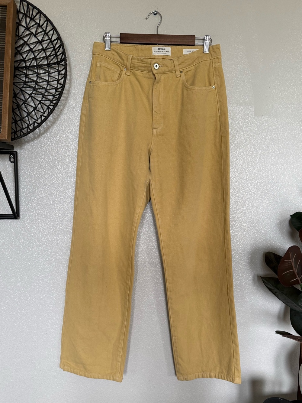 Cotton On Mustard Yellow Loose Straight Leg Jeans Size 8